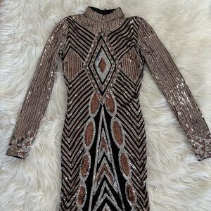 Fashion Nova Long Sleeve Sequin Dress
